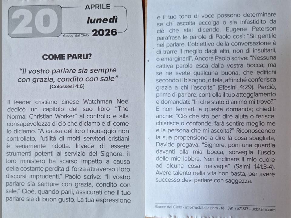 Meditazione 20.04.26